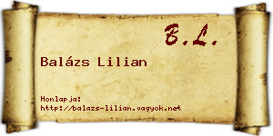 Balázs Lilian névjegykártya